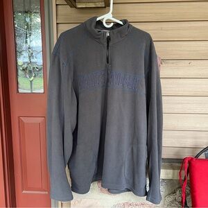 Harley Davidson Quarter Zip Fleece Mock Neck Gray Pullover Blue Embroidery 2XL
